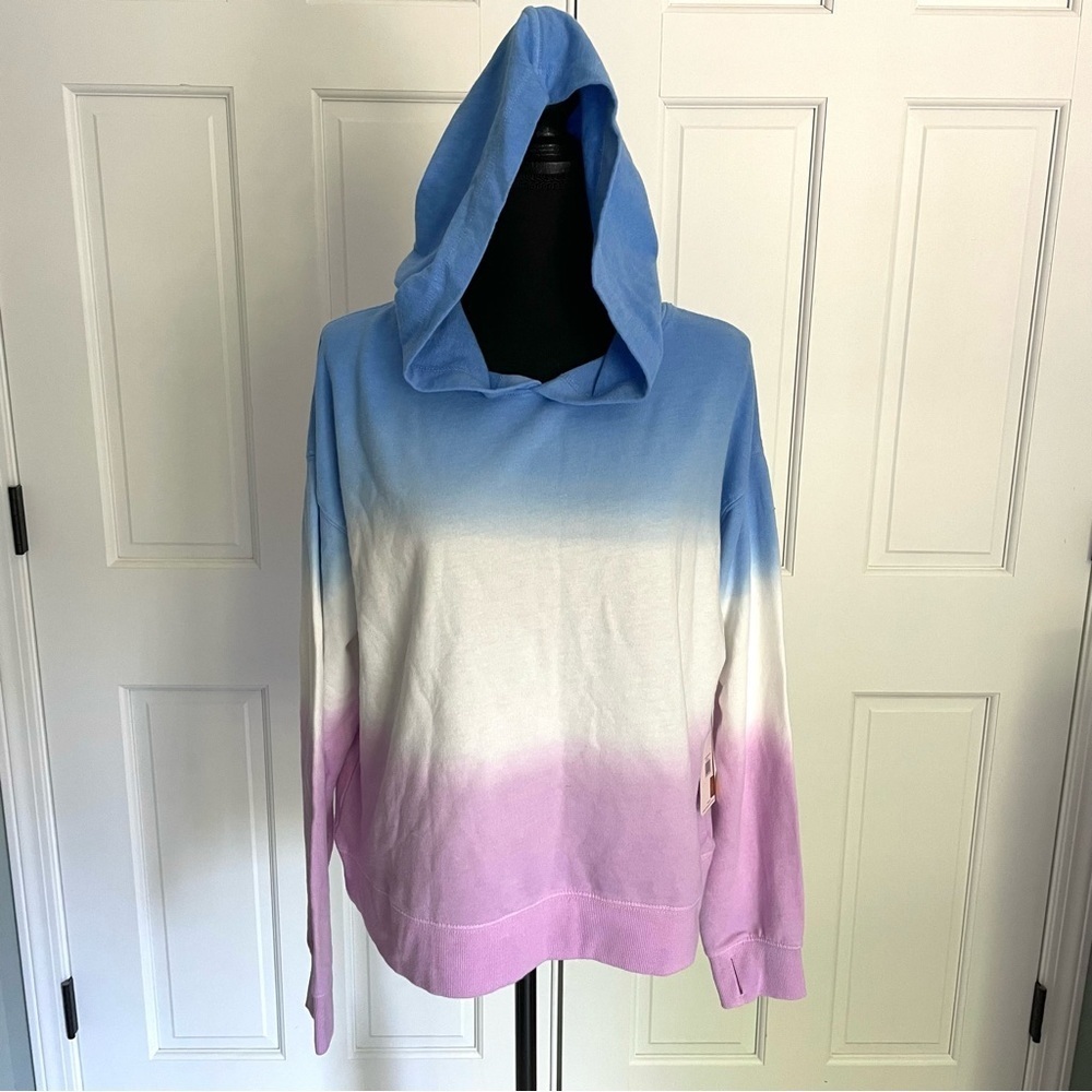 Danskin Purple/White & Blue Tie Dye Hoodie Sweatshirt. Size Medium